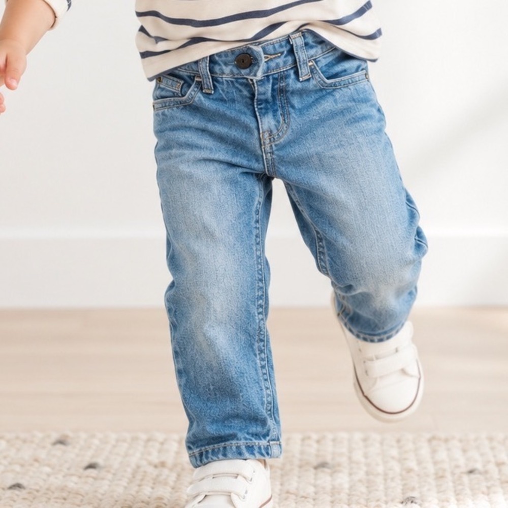 Hanna Andersson Kids 3T Toddler Straight Leg Adjustable Waist Denim Jeans 90 D1